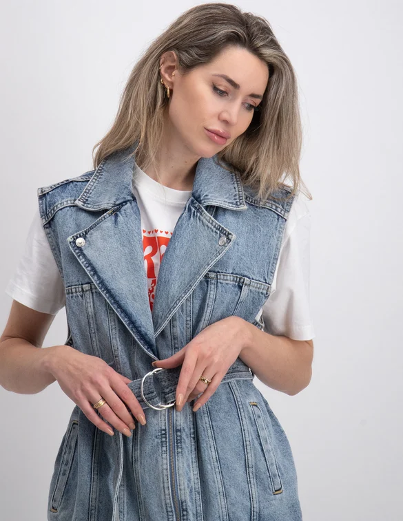 Colourful Rebel Yalou denim gilet WJ114121