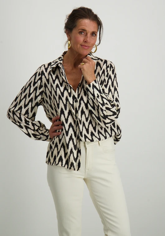 Geisha Blouse AOP bi-color 53163-70
