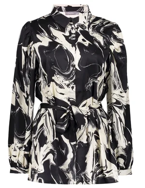 Geisha Blouse AOP marble & belt 23893-14