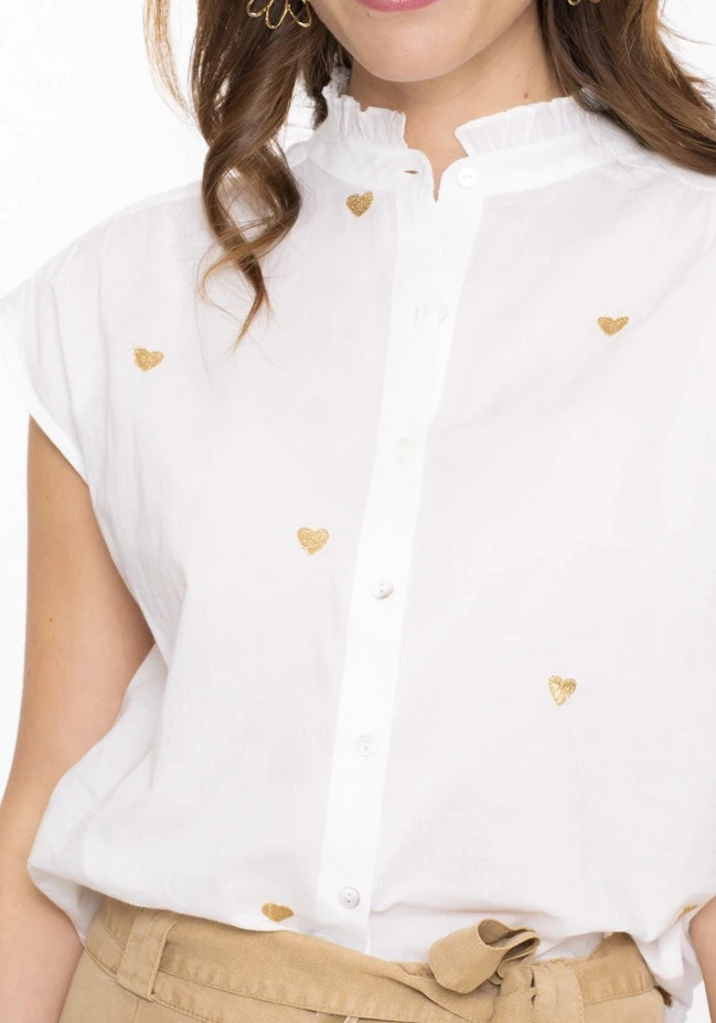 Geisha Blouse lurex hearts 53341-81