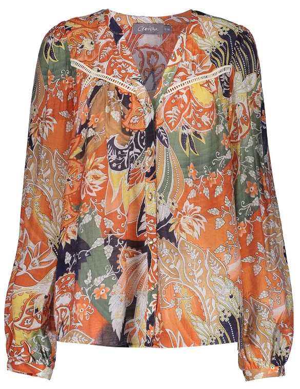 Geisha Blouse paisley flowers 33127-26