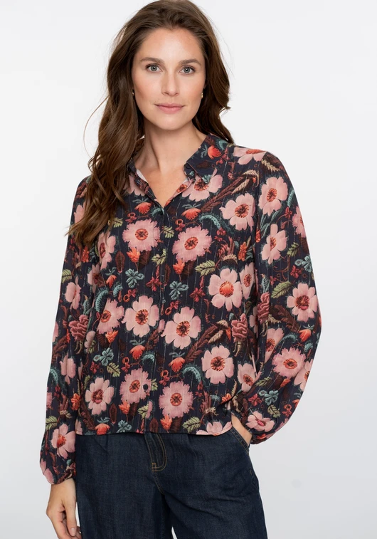 Geisha Blouse print flowers 53610-20
