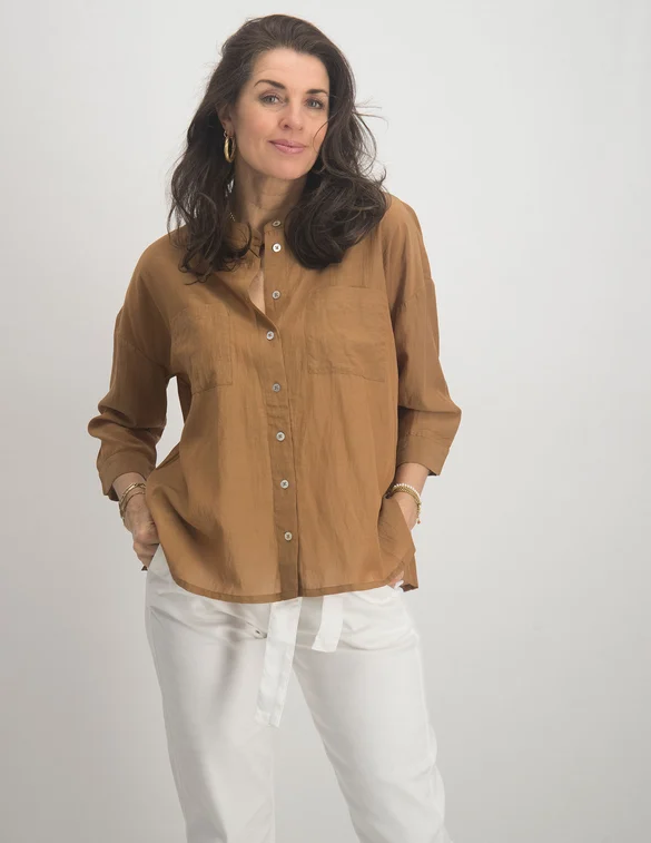 Geisha Blouse solid with pocket 23111-81