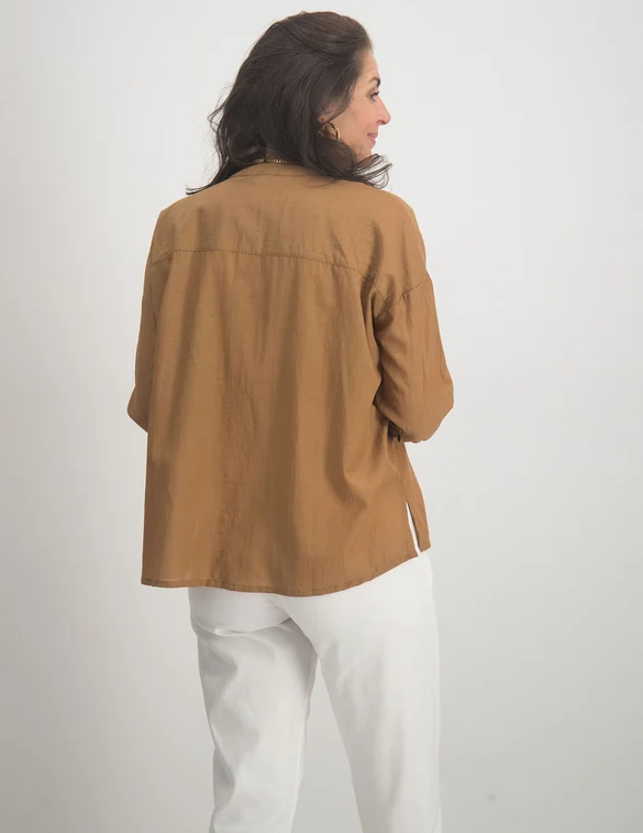 Geisha Blouse solid with pocket 23111-81
