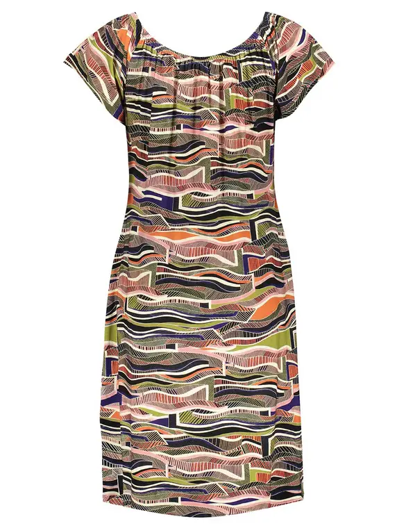 Geisha Dress elastic neck AOP 37053-60 MAY
