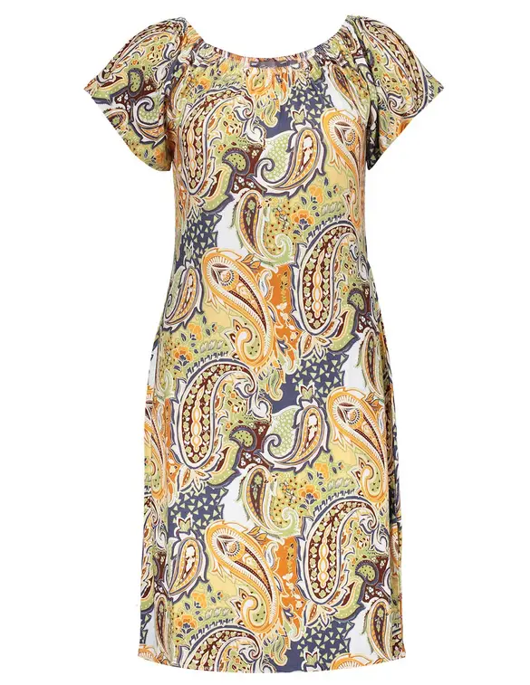 Geisha Dress elastic neck AOP 37053-60 MAY