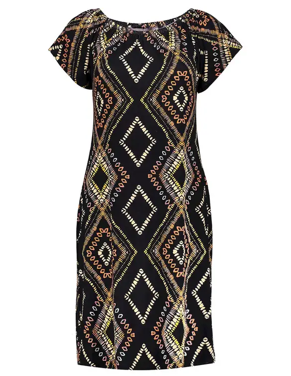 Geisha Dress elastic neck AOP 37053-60 MAY
