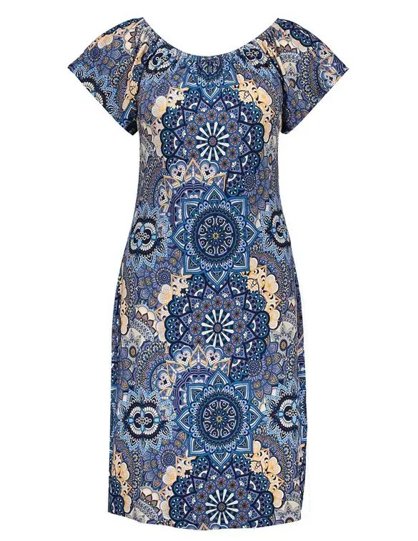 Geisha Dress elastic neck AOP 37381-60 MAY