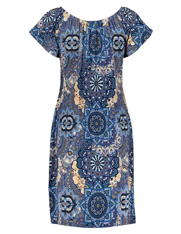 Geisha Dress elastic neck AOP 37381-60 MAY