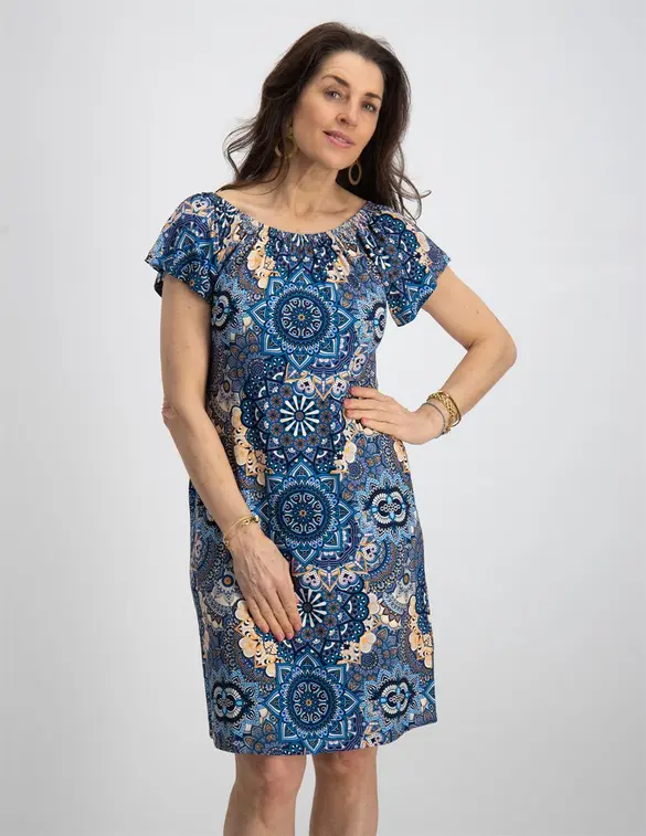 Geisha Dress elastic neck AOP 37381-60 MAY