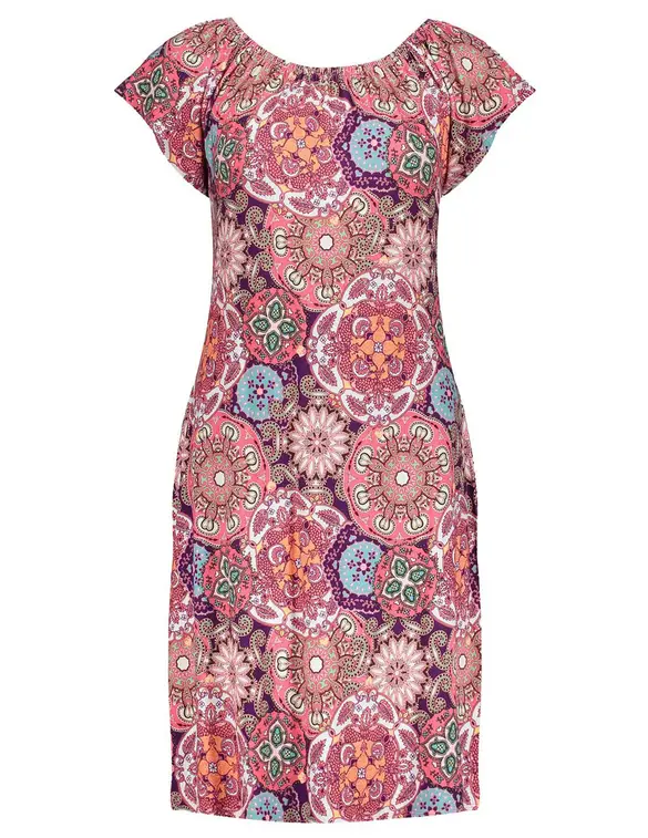 Geisha Dress elastic neck aop 47134-60 MAY