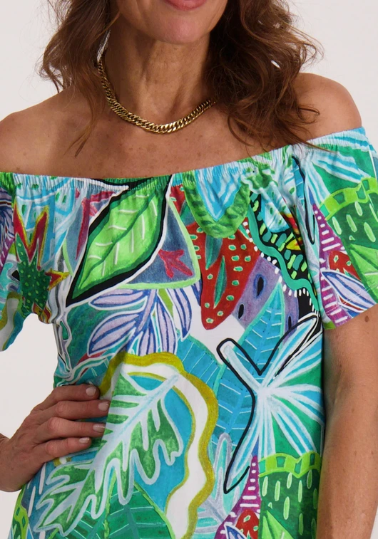 Geisha Dress elastic shoulder jersey AOP 57363-60 MAY