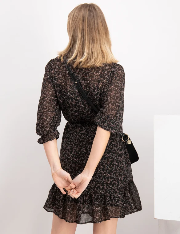 Geisha Dress little flower print & ruffle 17057-26