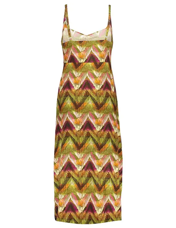 Geisha Dress long spaghetti AOP 37058-60 NOELLE