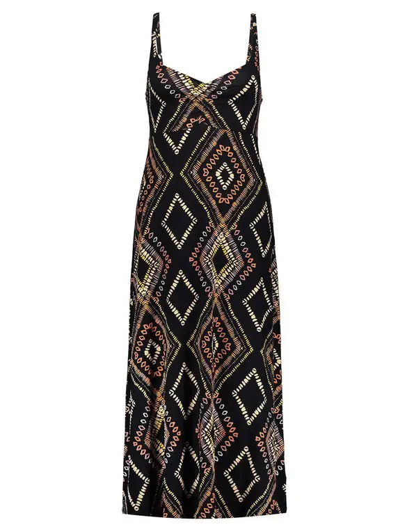 Geisha Dress long spaghetti AOP 37058-60 NOELLE