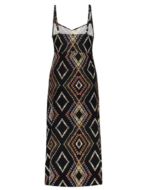 Geisha Dress long spaghetti AOP 37058-60 NOELLE