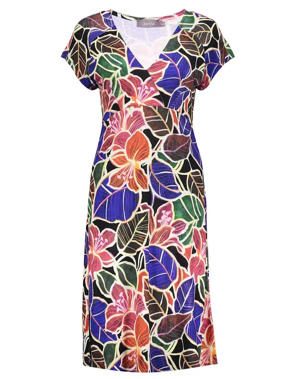 Geisha Dress short sleeves AOP 37384-60 JUNE