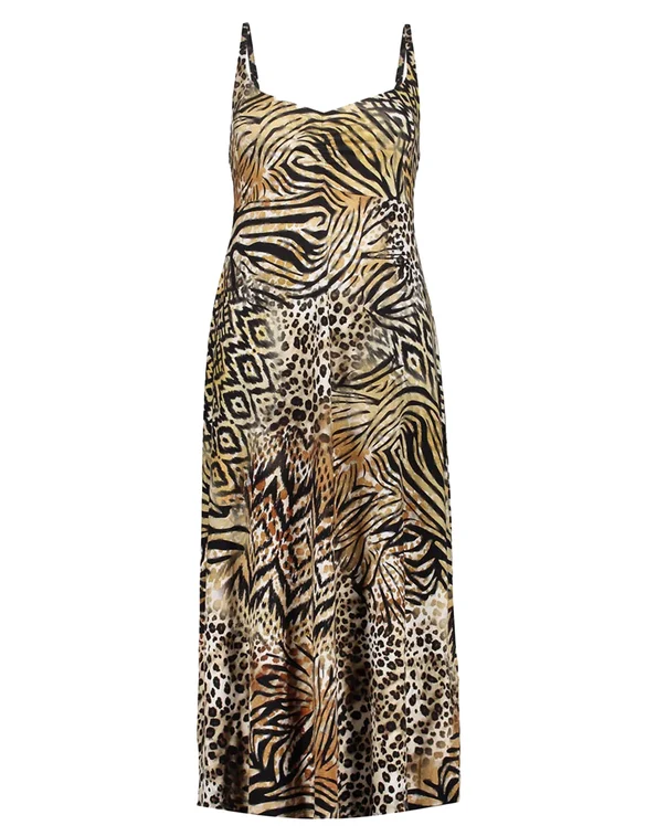 Geisha Dress spaghetti jersey AOP 57360-60 NOA