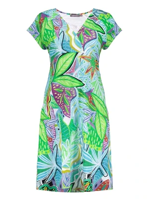 Geisha Dress v-neck short AOP 57366-60 JUNE