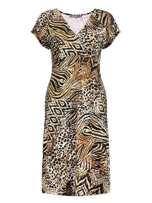 Geisha Dress v-neck short AOP 57366-60 JUNE