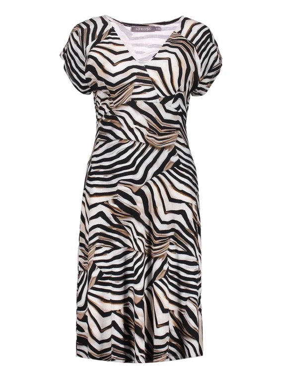 Geisha Dress v-neck short AOP 57366-60 JUNE