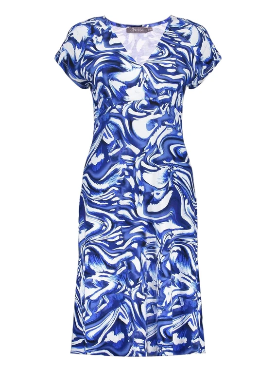 Geisha Dress v-neck short AOP 57366-60 JUNE