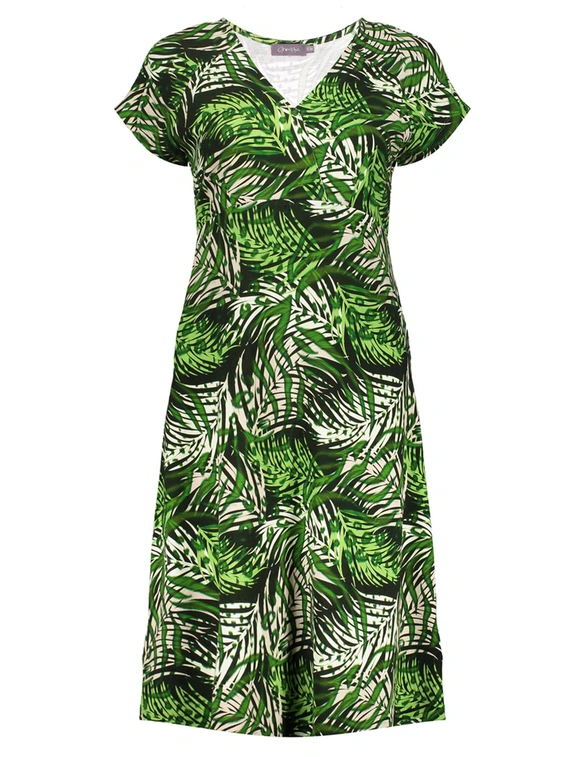 Geisha Dress v-neck short AOP 57366-60 JUNE