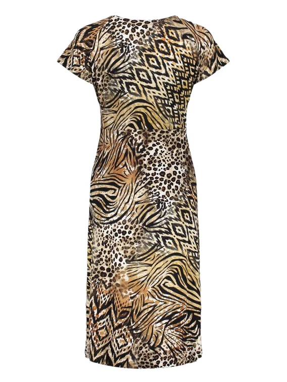 Geisha Dress v-neck short AOP 57366-60 JUNE