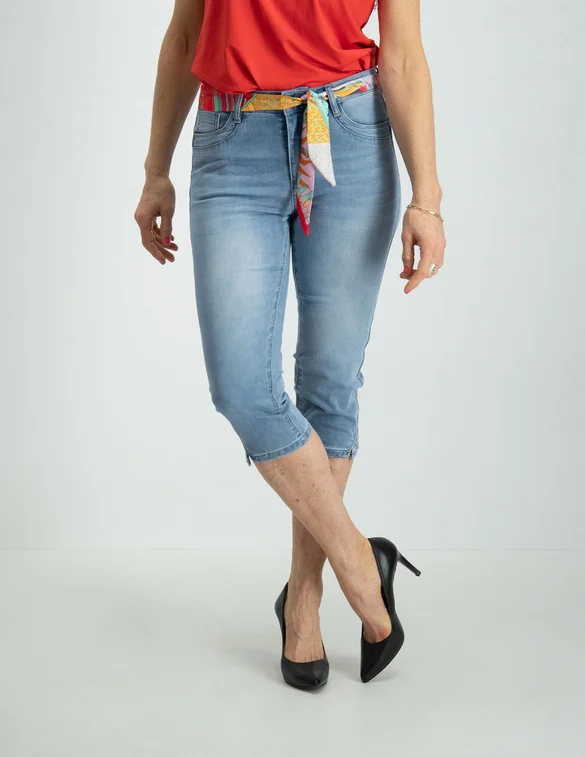 Geisha Jeans capri + belt 31003-10