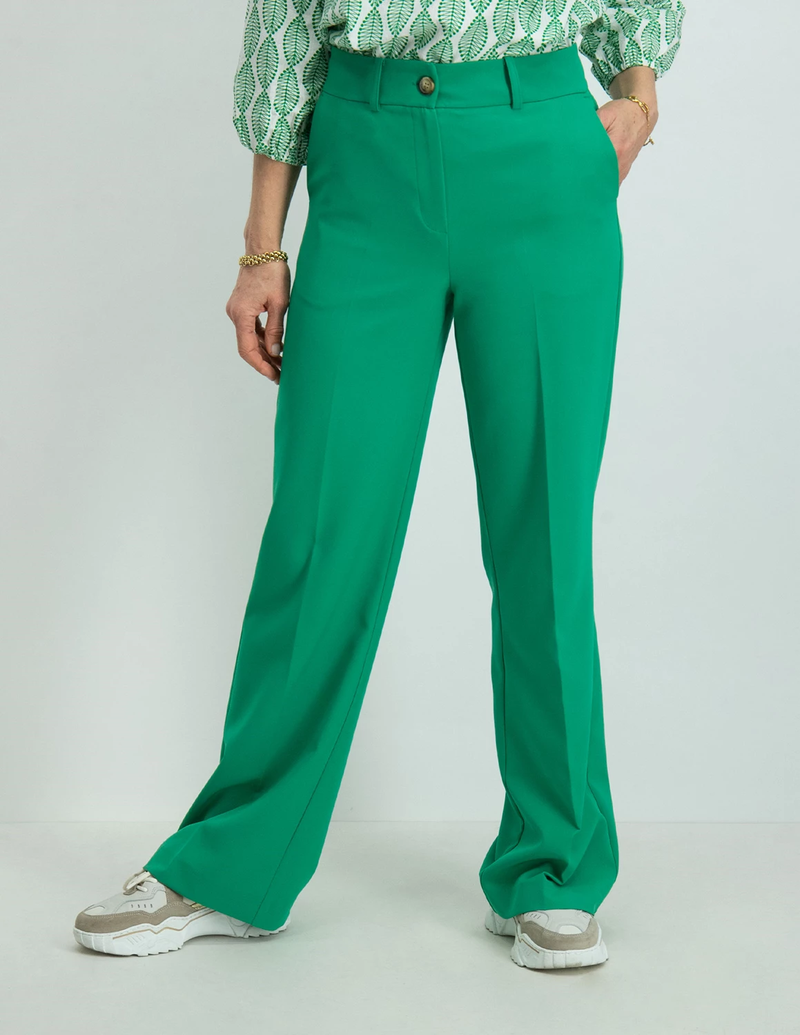 Geisha Pantalon solid 31125-32 groen kopen bij The