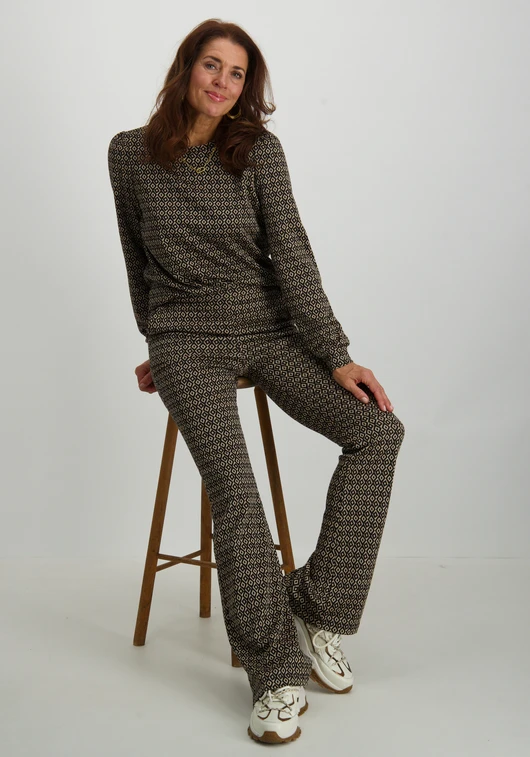 Geisha Pants jacquard flare 2-tone 41552-70