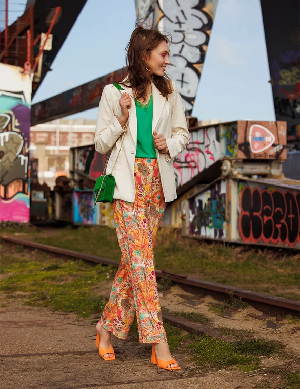 Geisha Pants multicolor flowers 31102-81