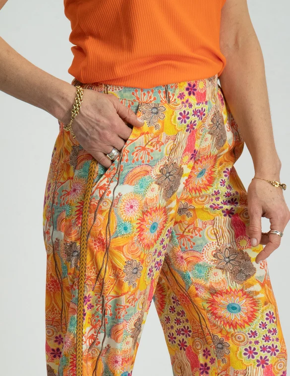 Geisha Pants multicolor flowers 31102-81