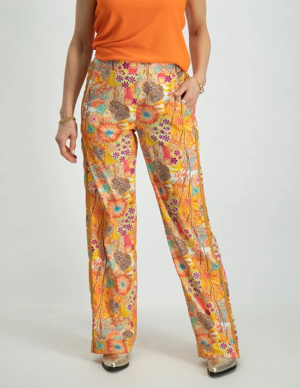 Geisha Pants multicolor flowers 31102-81