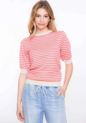 Geisha Pullover stripes short sleeves 54033-14