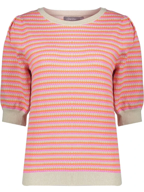 Geisha Pullover stripes short sleeves 54033-14