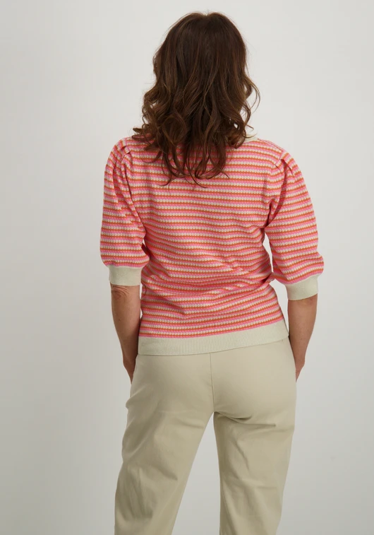 Geisha Pullover stripes short sleeves 54033-14