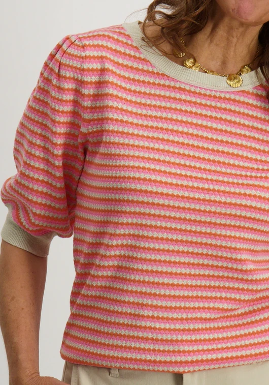 Geisha Pullover stripes short sleeves 54033-14