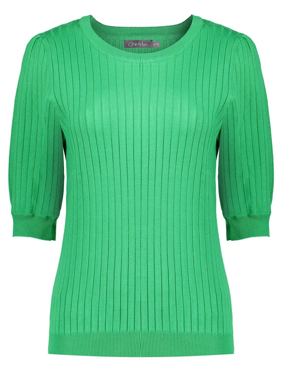 Geisha rib pull short sleeves 34054-14