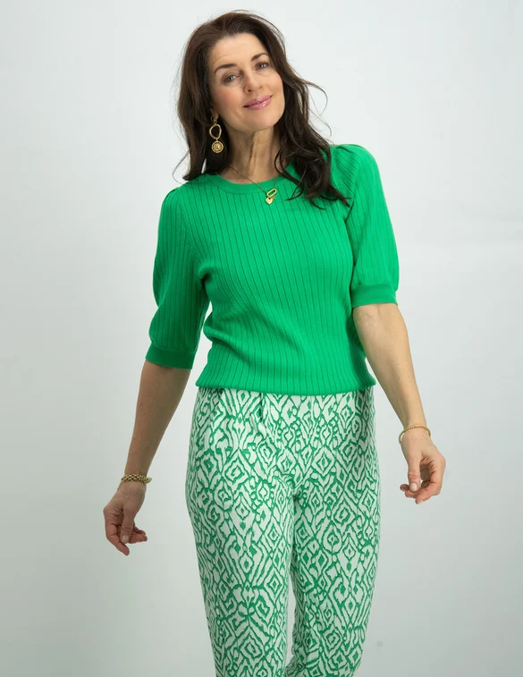 Geisha rib pull short sleeves 34054-14