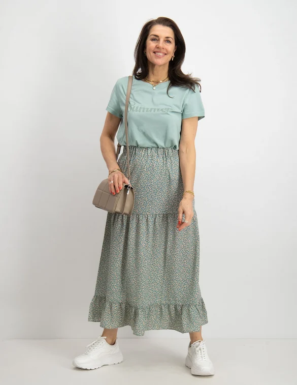 Geisha Skirt AOP small leaves 26020-14