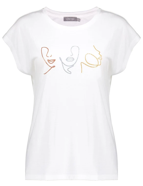 Geisha T-shirt faces glitter 32101-41