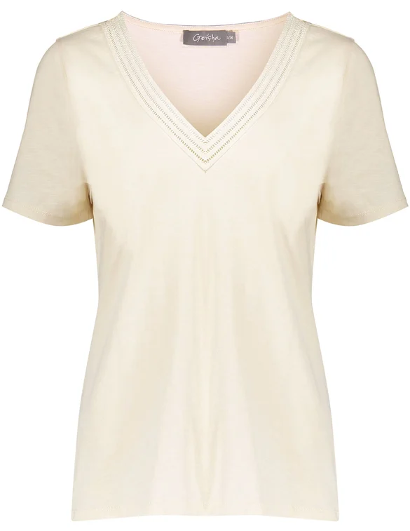 Geisha T-shirt with fancy knitted tape 32081-47