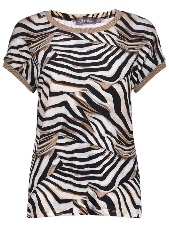 Geisha T-shirt with rib jersey AOP 52447-60 SARAH