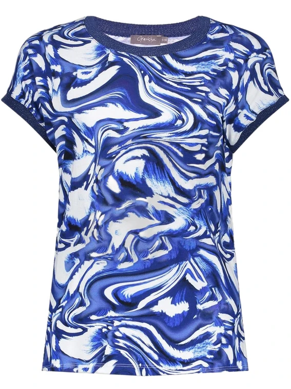 Geisha T-shirt with rib jersey AOP 52447-60 SARAH