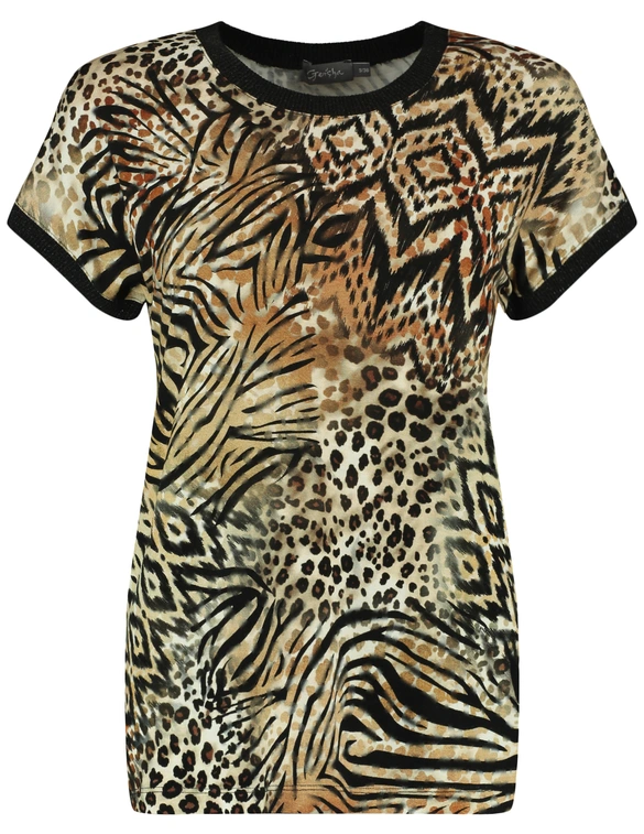 Geisha T-shirt with rib jersey AOP 52447-60 SARAH