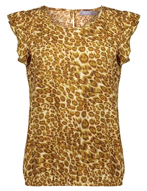 Geisha Top AOP leopard ruffle sleeveless 13099-21