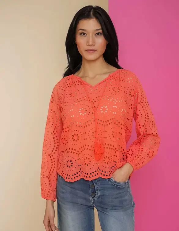 Geisha Top l/s, crochet + tassles 43035-70