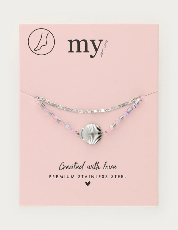 My Jewellery Anklet double chain beads shell MJ12914