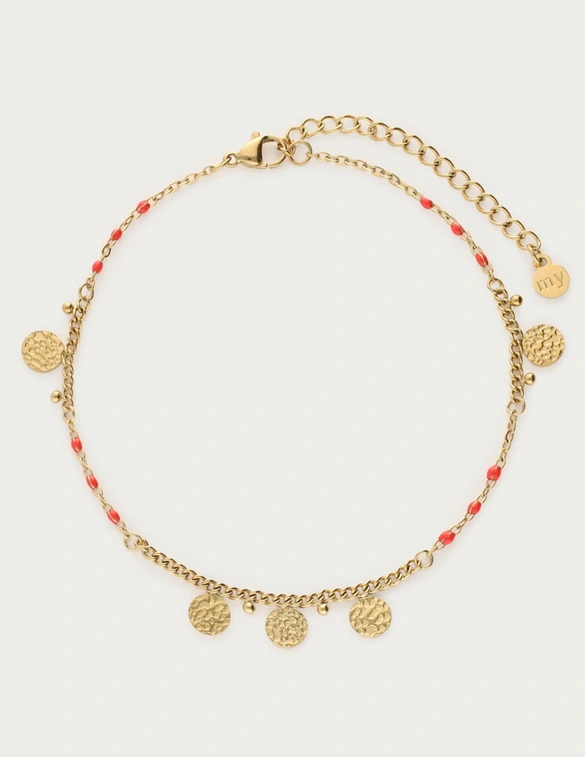 My Jewellery Anklet red beads coins MJ12911